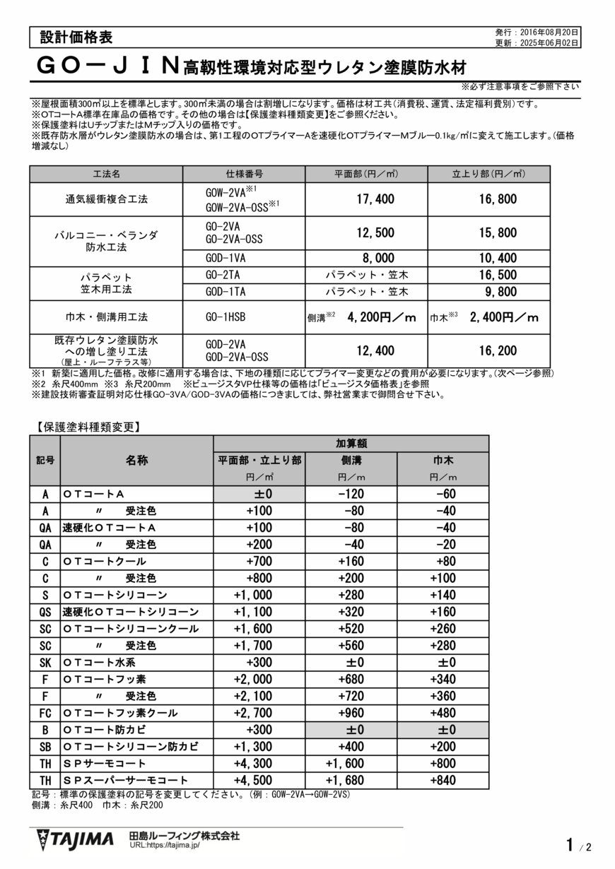 塗膜防水 - GOD-1VA | 田島ルーフィング