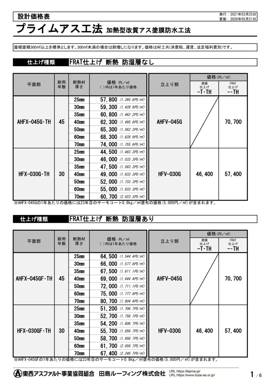 アスファルト防水 - AHFX-045GF・TH | 田島ルーフィング